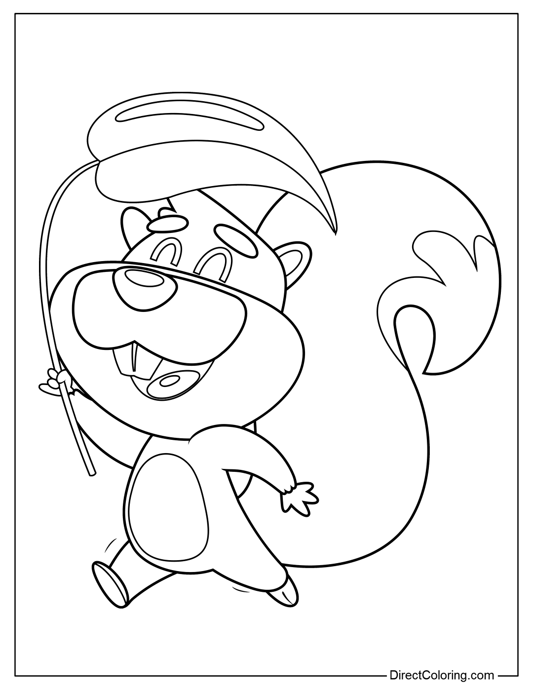 Happy Squirrel Cartoon Coloring for Kids